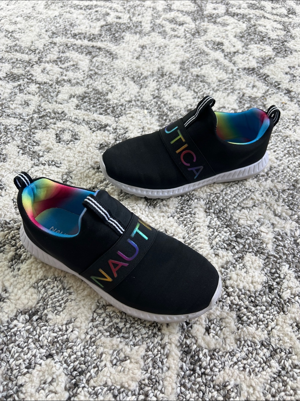 Bundle 3 pairs and get offer $20 Nautica Kids Black Slip-On Sneakers with Rainbo